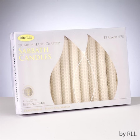 Rite Lite 5.5 in. Premium White Honeycomb Beeswax Shabbat Candles, 12 Piece C-15-W